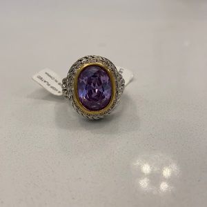 Size 9 Silver 18KGP Ring with Lavender Stone